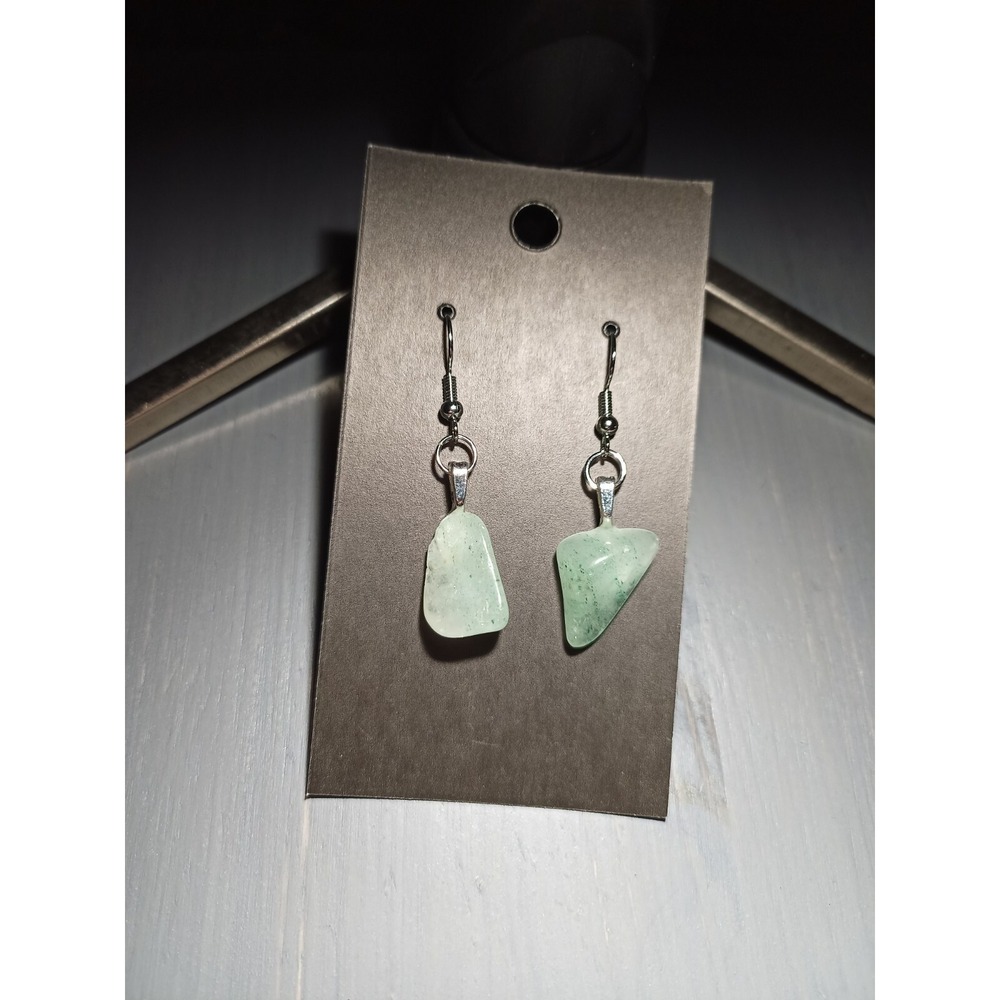 Light Green Aventurine Gemstone Dangle Earrings‎ Nickel Free Stone Jewelry